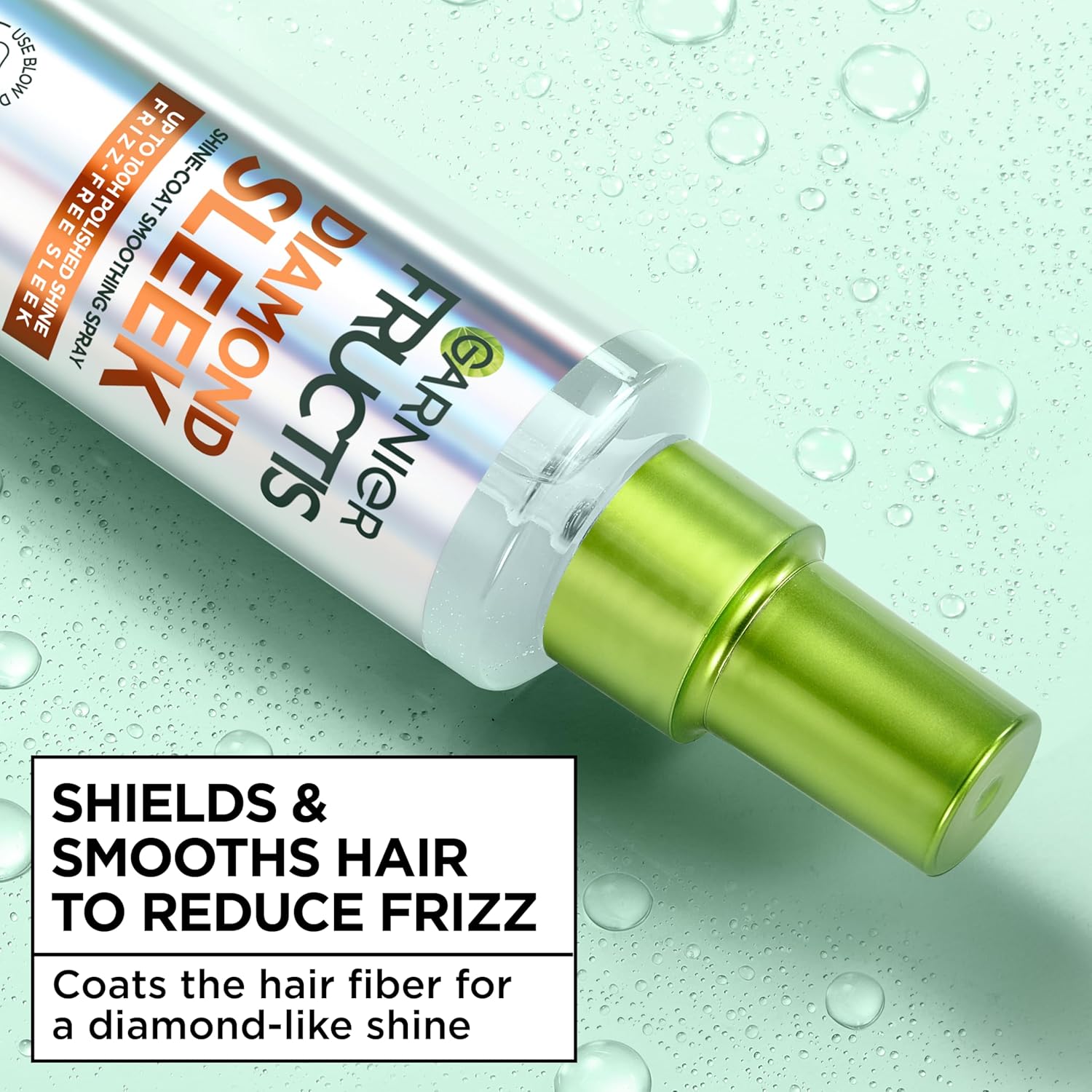 Garnier_Fructis_Diamond_Sleek_Hair_Shine_Spray,_Frizz_Control_and_Heat_Protectant_for_Frizzy,_Dry_Hair,_Formulated_with_Vegan_Keratin_Smoothing_Complex_and_Argan_Oil,_4.6_Fl_Oz