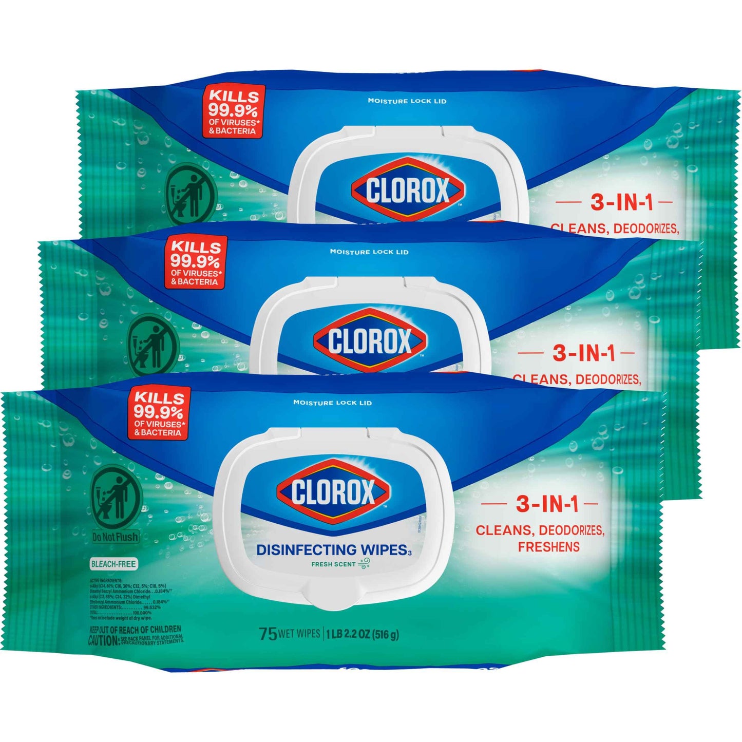 Clorox Disinfecting Wipes Flex Pack, Bleach Free, 75 Count