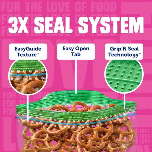 Ziploc Snack Bags with EasyGuide Texture, Small Plastic Storage Bags with Grip 'N Seal Technology, 280 Bags Total