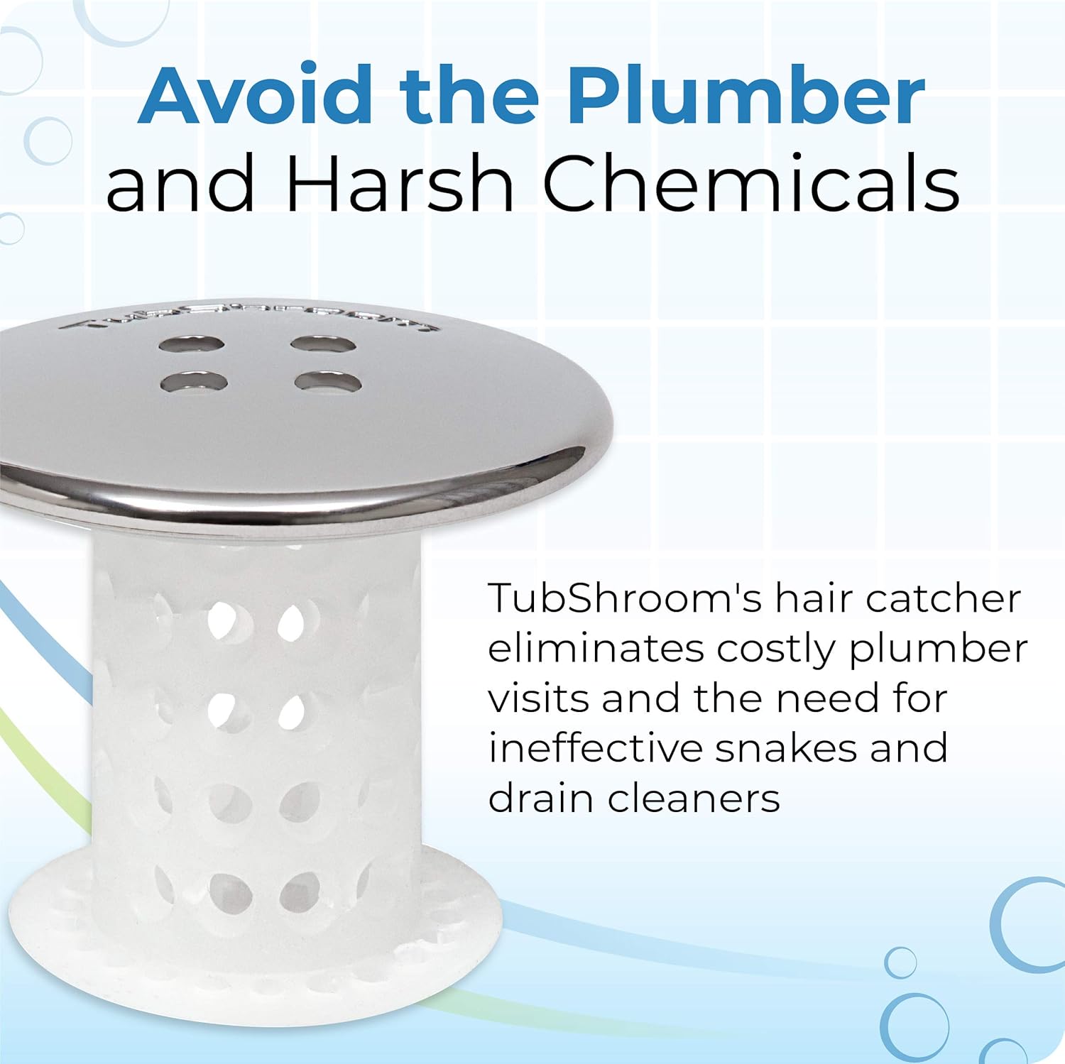 TubShroom_Bathtub_Drain_Protector_and_Hair_Catcher_-_2_Pack,_Chrome_-_Fits_1.5"_-_1.75"_Bathtub_and_Shower_Drains