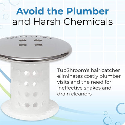 TubShroom_Bathtub_Drain_Protector_and_Hair_Catcher_-_2_Pack,_Chrome_-_Fits_1.5"_-_1.75"_Bathtub_and_Shower_Drains