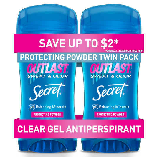 Secret_Outlast_Antiperspirant_Deodorant_for_Women,_72hr_Sweat_&_Odor_Protection,_PH_Balancing_Minerals,_Clear_Gel,_Protecting_Powder_Scent,_2.6_oz_(Pack_of_2)