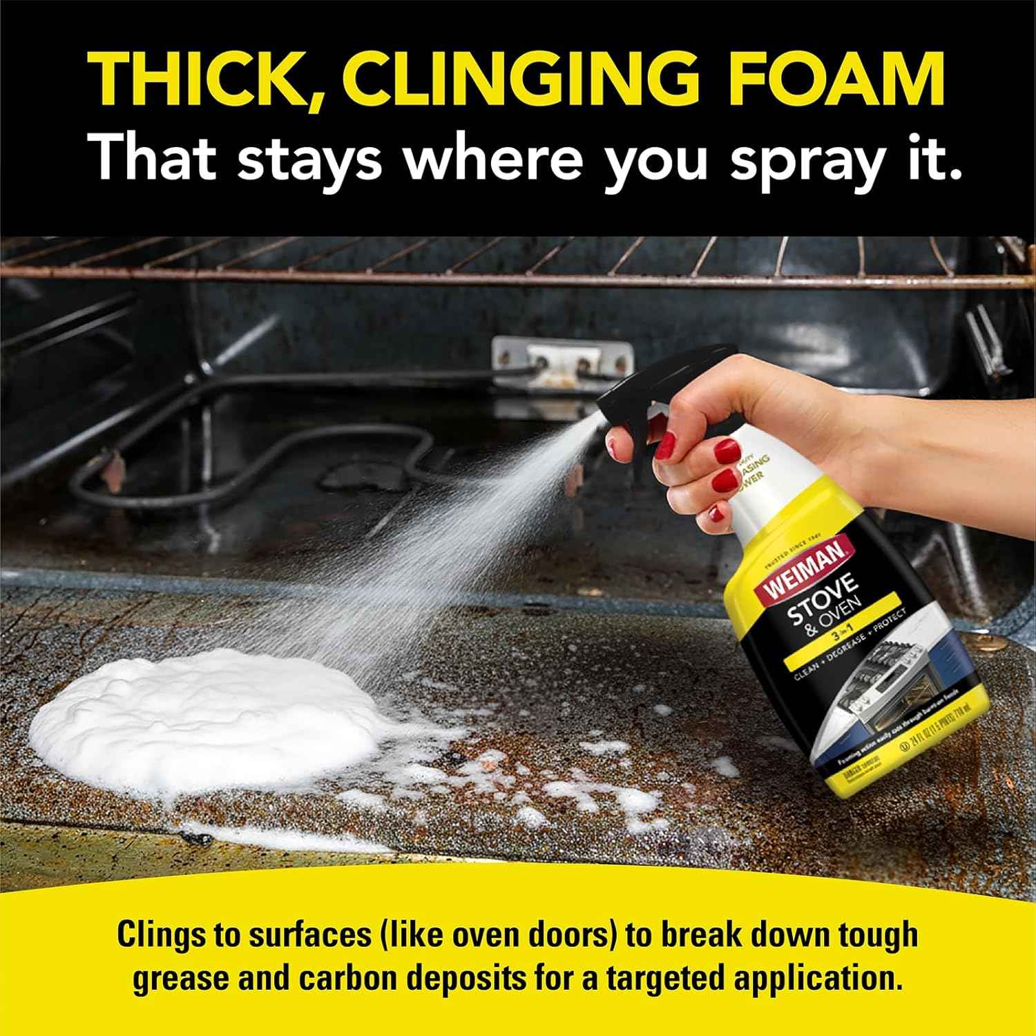 Weiman Heavy Duty Stove and Oven Cleaner and Degreaser for Glass, Ceramic Cooktops, BBQ grill grates - 2 Pack, 24 Oz w/MicroFiber Towel