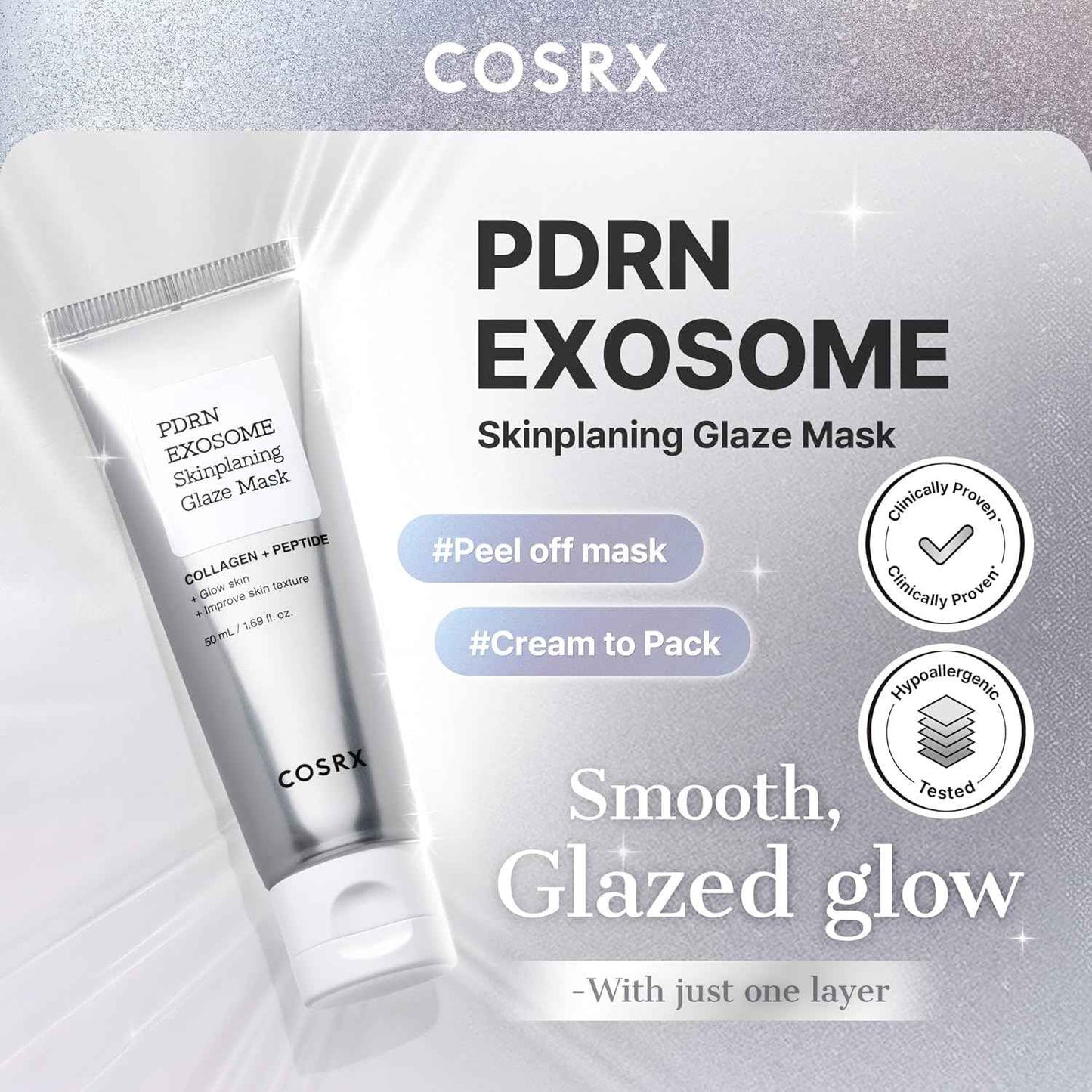 COSRX PDRN EXOSOME Glaze Wrapping Mask with SALMON DNA PDRN, Instant Glow, Easy Peel-Off Overnight Mask for Glass Skin, Firmness, Elasticity & Skin Texture Care, Mothers day gifts Korean Skin Care