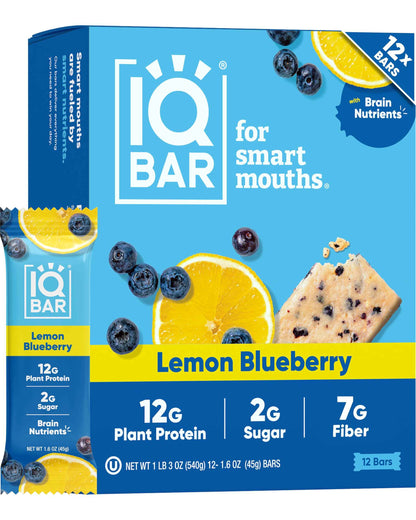 IQBAR Clean Plant Protein Bars - Keto, Vegan, High Fiber, Gluten and Dairy Free, Low Sugar Snack - Brain and Body Nutrients for Focus, Energy, Meal Replacement