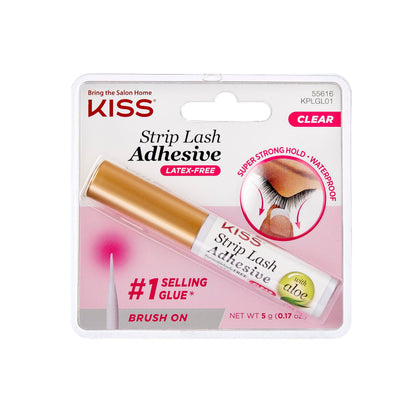 KISS Lash Adhesive, Lash Glue, 24hr Strip Eyelash Adhesive, Clear, Includes Lash Adhesive, Long Lasting Wear, Can Be Used with Strip Lashes and Lash Clusters