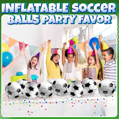 Bedwina Inflatable Soccer Balls (Pack of 12) 16-inch, Beach Balls Bulk for Beach Toys & Soccer Birthday Party Decorations & Party Favors for Kids, Goodie Bags Stuffers