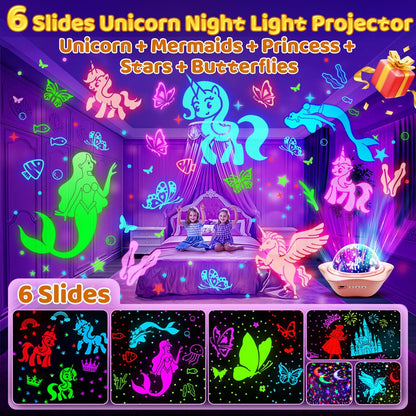 Unicorn_Toys【6_Slides+96_Projections】,_Unicorn_Night_Light_Projector_&_Little_Mermaid_Toys_for_Girls_4-6,Princess_Night_Light_Projector,Academy_Toys,Juguetes_para_Niñas,Cool_Gifts_for_2_Year_Old_Girls