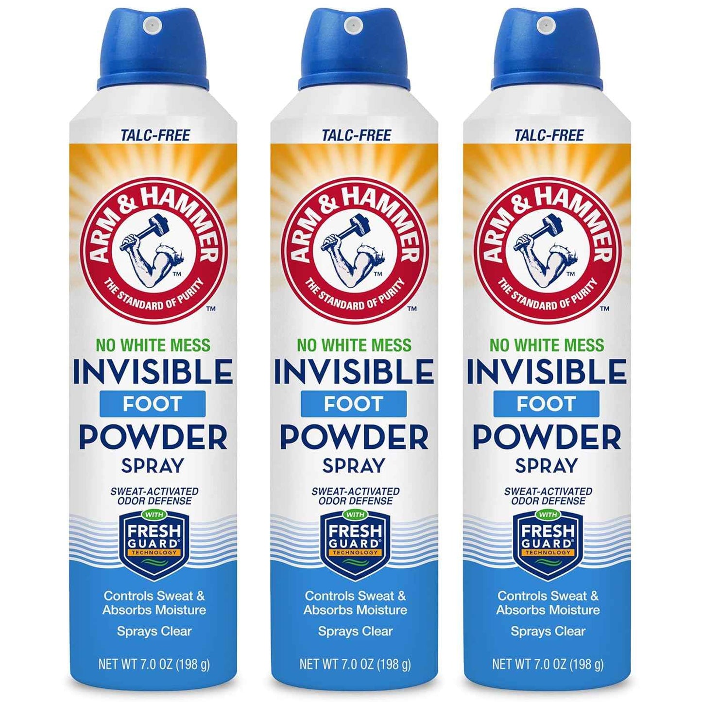 Arm & Hammer Invisible Foot Powder Spray, Clear Talc-Free Sweat Control, Odor Eliminating Foot Spray For Men & Women, 7 Oz