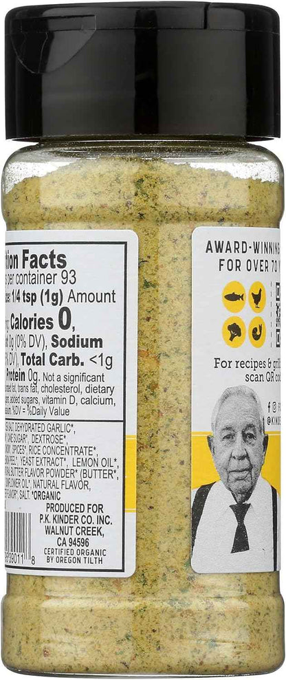 KINDERS Organic Lemon Butter Garlic Seasoning, 3.3 OZ