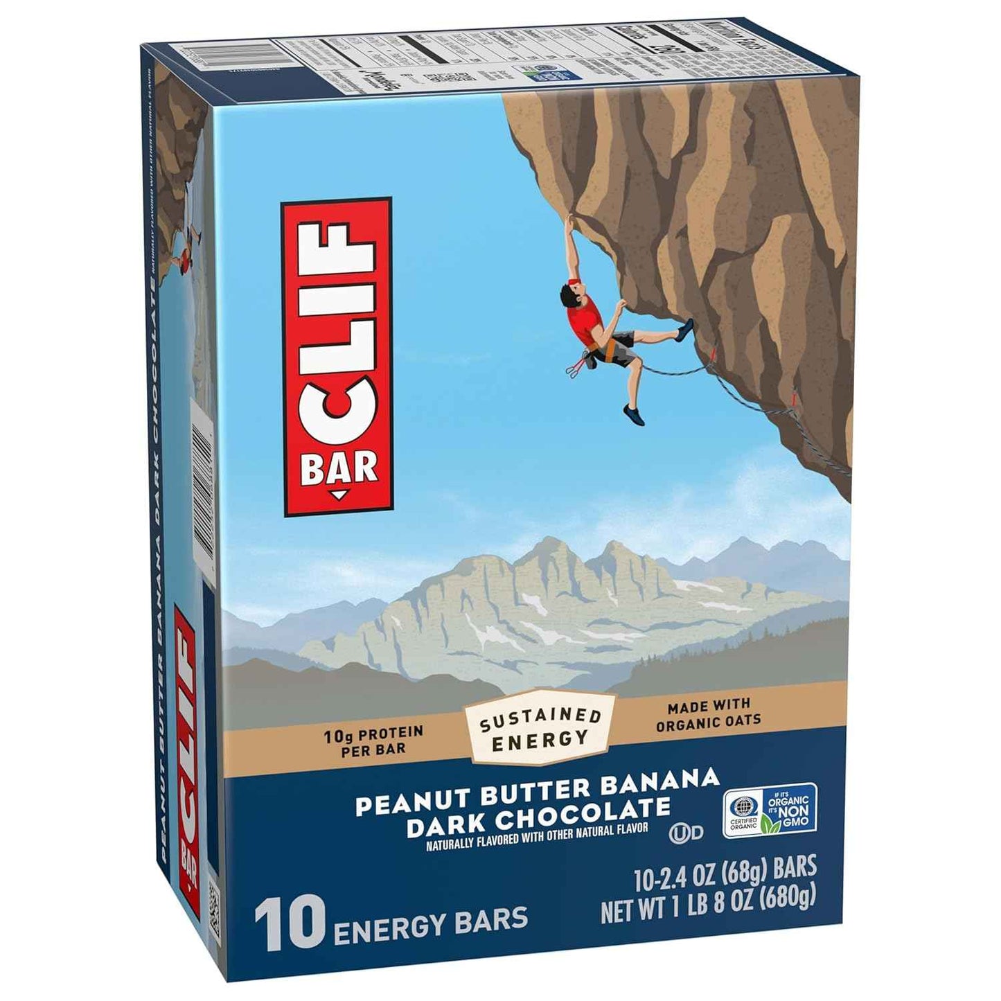 CLIF BAR - Energy Protein Bars - Peanut Butter Banana with Dark Chocolate - Made with Organic Oats - Energy Bars - Non-GMO