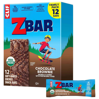 Zbar - Chocolate Brownie - Soft-Baked Energy Snack Bars - Non-GMO - 11g Whole Grains - USDA Organic Granola Bars (12 Pack)
