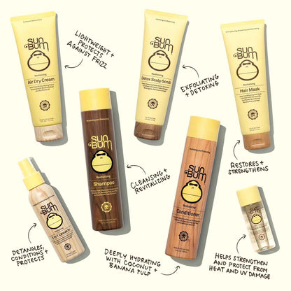 Sun Bum Revitalizing Air Dry Cream - Anti Frizz Styling Cream with Banana Extract and Sunflower Oil - Vegan - Without Parabens - UV Protecting - Helps Smooth and Enhance Natural Hair Texture - 6 fl oz