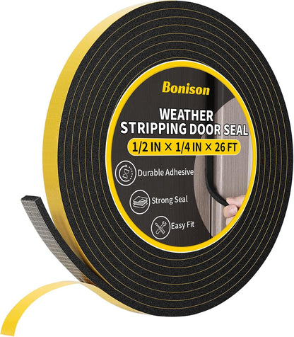 26Ft_Weather_Stripping_Door_Seal_-_1/2"_x_1/4"_Door_Seal_Strip_for_Door_Frame,_High_Density_Foam_Insulation_Tape,_Self_Adhesive_Soundproof_Gap_Filler_for_Doors,_Windows,_Sliding_Door_and_AC_Units