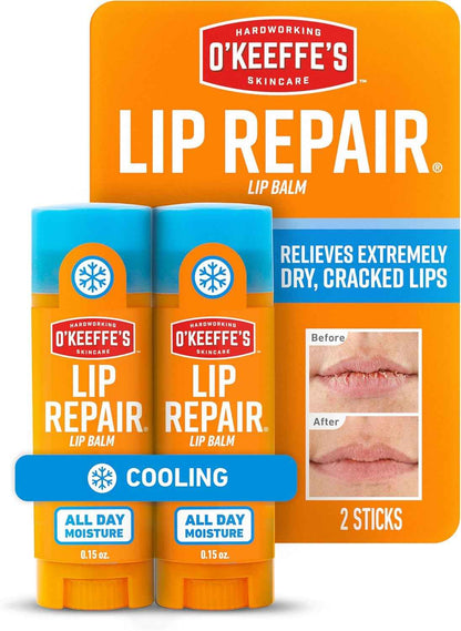 O'Keeffe's Lip Repair Lip Balm with Cooling Relief for Dry, Cracked Lips - Stick - Moisturizer for Very Dry Lips
