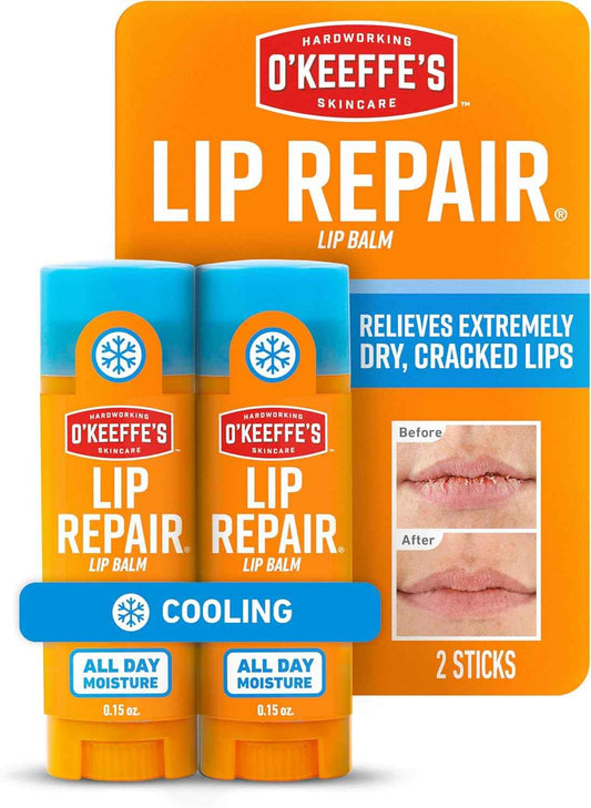 O'Keeffe's Lip Repair Lip Balm with Cooling Relief for Dry, Cracked Lips - Stick - Moisturizer for Very Dry Lips