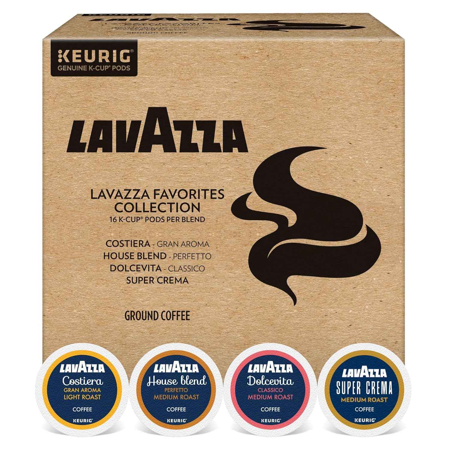 Lavazza Favorites Collection, Single Serve Keurig® K-Cup® Pods, Light and Medium Roast Coffees