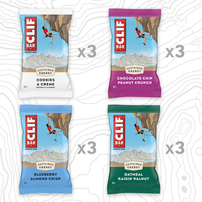 CLIF BAR - Energy Protein Bars - Variety Pack - 4 Flavors - Made with Organic Oats - Energy Bars - Non-GMO