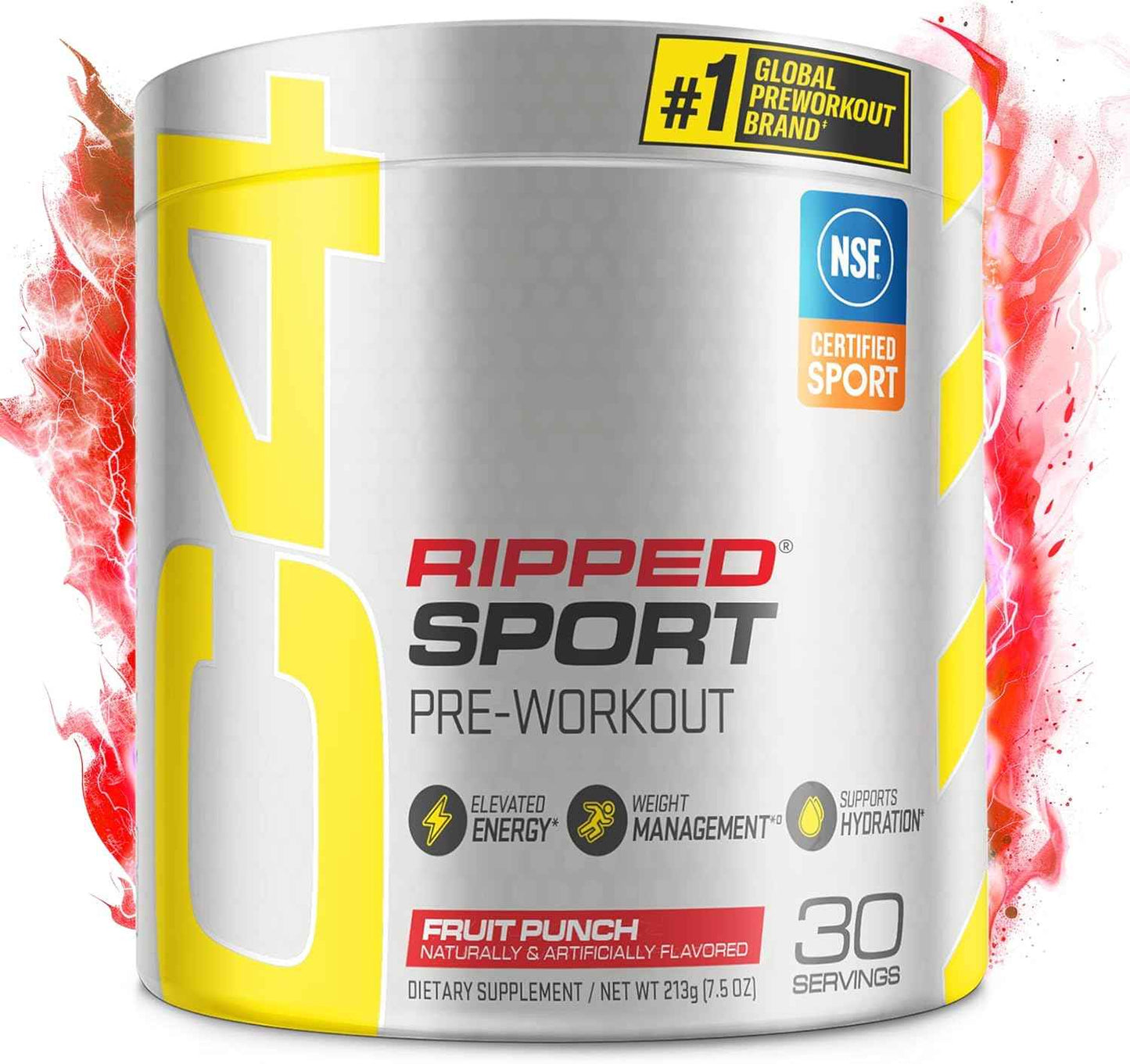 C4 Ripped Sport Pre Workout Powder - NSF Certified for Sport + Zero Sugar Preworkout Energy Supplement for Men & Women - 135mg Caffeine + Weight Loss - 30 Servings