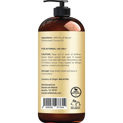 Handcraft_Blends_Fractionated_Coconut_Oil,_16_Fl_Oz_-_100%_Pure_and_Natural_-_Premium_Grade_Oil_for_Skin,_Hair,Tonic_-_Carrier_Hair_Growth_Oil