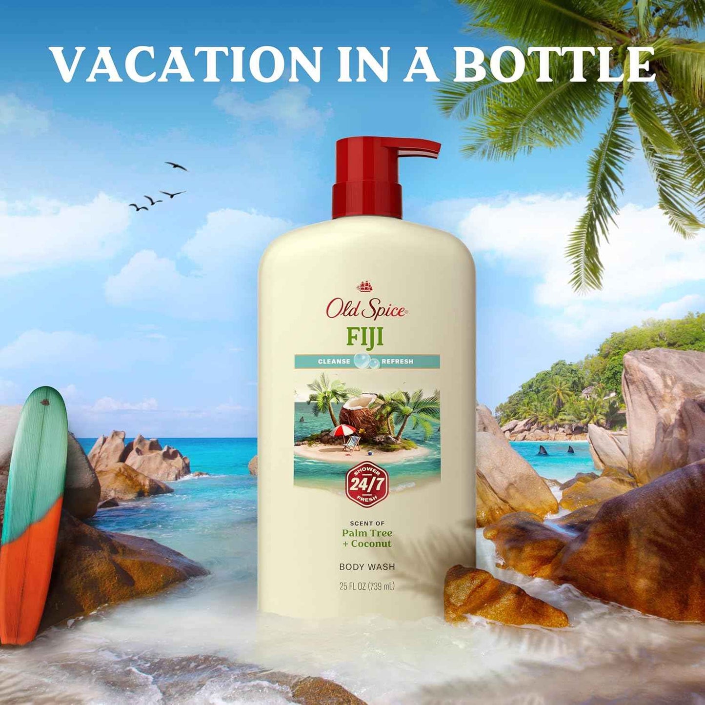 Old Spice Body Wash for Men, 24/7 Shower Fresh with Lasting Scent, Cleanse & Refresh, Gentle on Skin, Vitamin B3