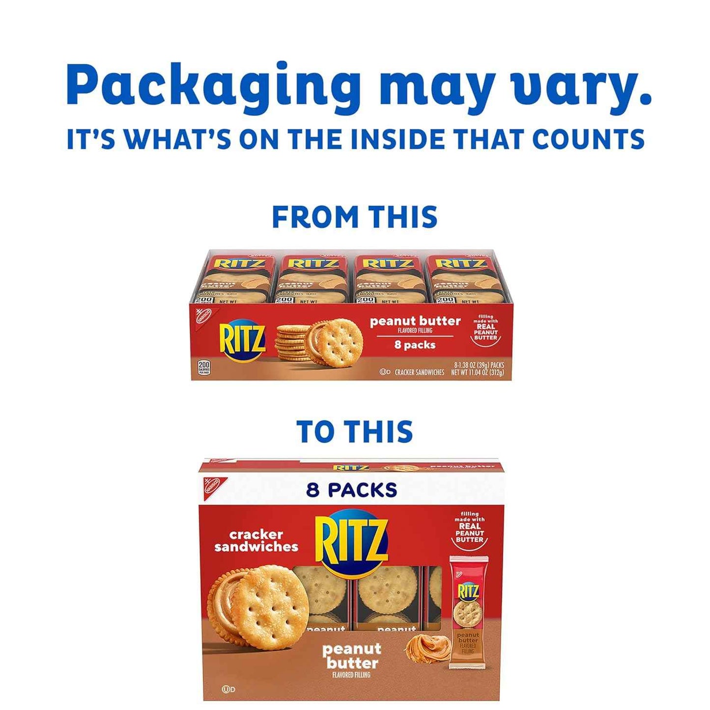 RITZ Bits Peanut Butter Sandwich Crackers, Snacks for Kids and Adults, Lunch Snacks