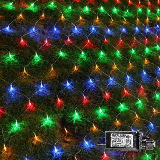 FUNPENY_Christmas_Net_Lights,_9.8ft_x_6.6ft_200_LED_Mesh_Decor_Clear_Wire_with_8_Modes_Waterproof_Connectable_Xmas_Decorations_for_Outdoor_Bushes_Yard_Lawn_Patio_Tree_Garden_Party_(Multi_Colored)
