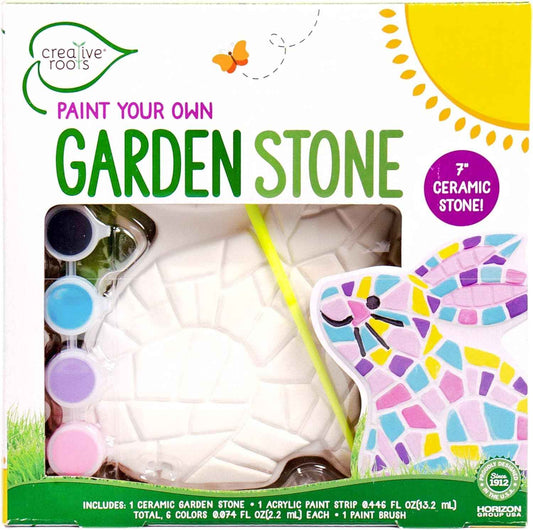 Creative Roots Paint Your Own Garden Stone, Craft Kits, Stepping Stones Kit for Kids, Ceramics to Paint, Ages 6+