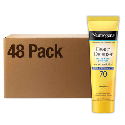 Neutrogena Sunscreen Lotion Beach Defense, Face & Body Sunscreen, Broad Spectrum, Fast Absorbing, 6.7 Fl Oz, Water Resistant 80 Min, Oil-Free, Oxybenzone & Octinoxate Free