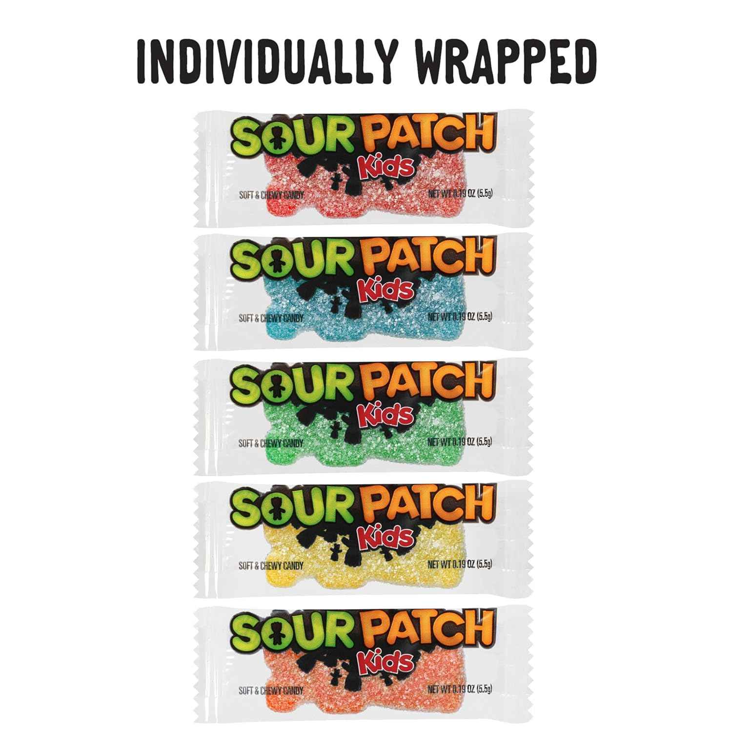 SOUR PATCH KIDS Big Kids Individually Wrapped Soft & Chewy Candy, Bulk Candy, Easter Candy, 240 Count Box