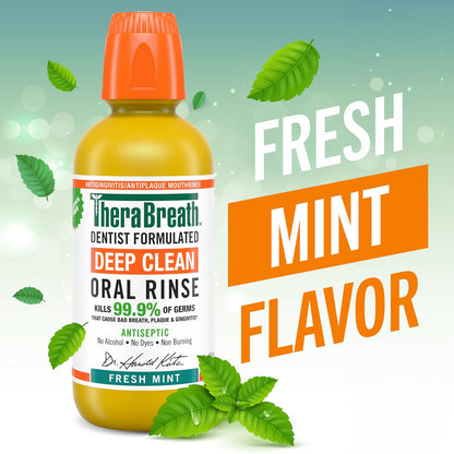 TheraBreath_Deep_Clean_Mouthwash,_Antiseptic_Benefits,_Fresh_Mint_Flavor,_Dentist_Formulated,_Alcohol_Free,_16_fl_oz_(Pack_of_2)
