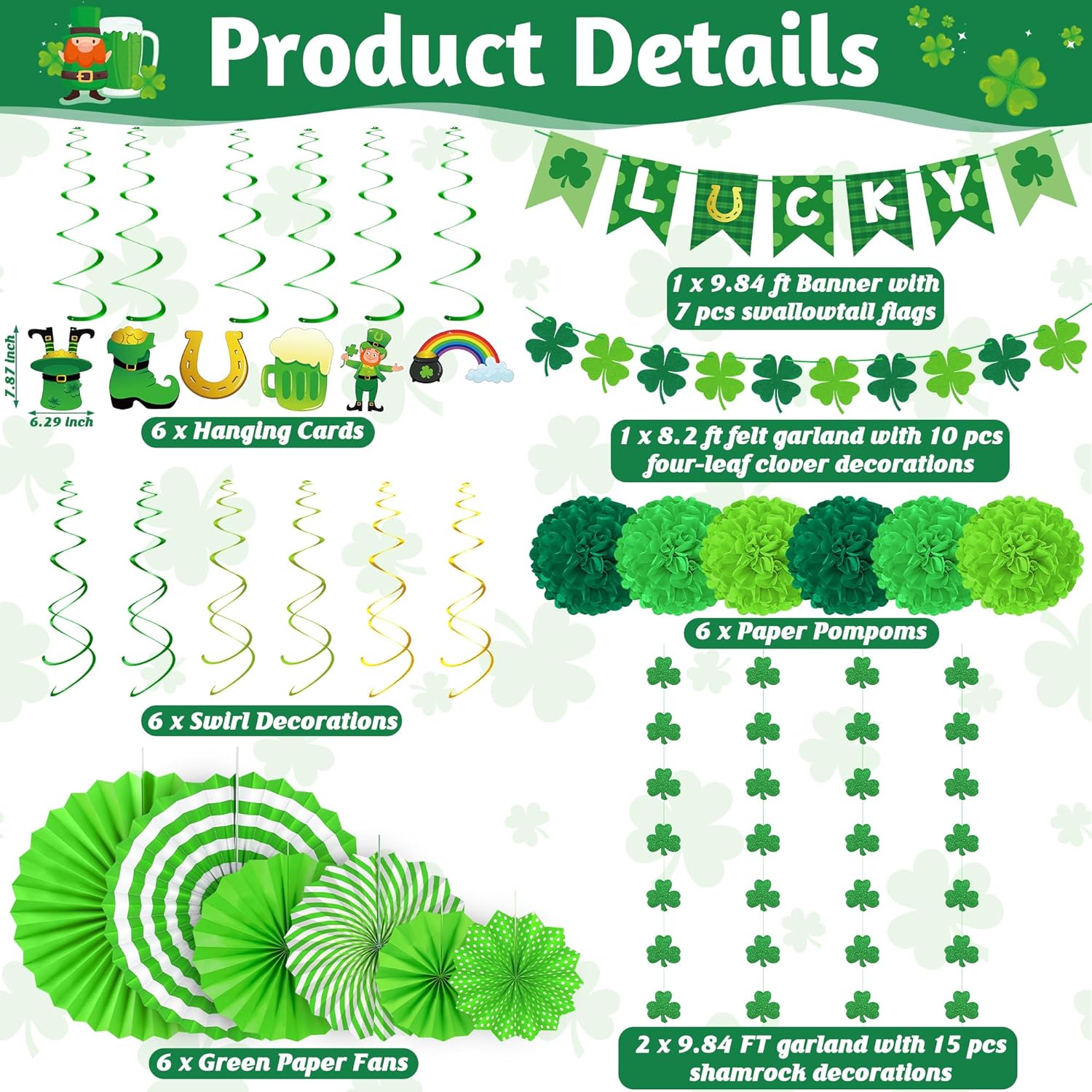 28_PCS_St_Patricks_Day_Decorations,_Green_St_Patricks_Day_Paper_Fan_Set,_Shamrock_Decorations_with_Paper_Fans_Pompoms,_Cards_and_Swirls,_Banner_and_Garlands,_Green_Party_Decorations_for_Home