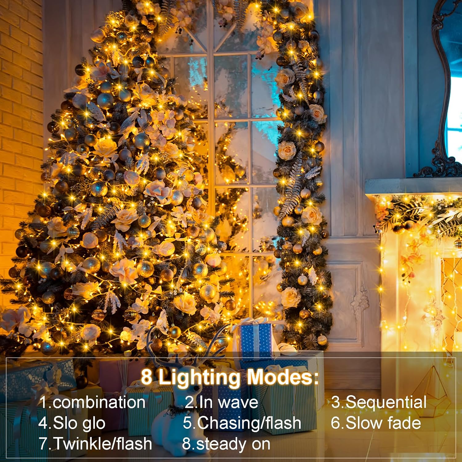 4_Pack_Battery_Christmas_Light_String_16.5Ft_50_LED_Clear_Wire_Sting_Lights_Christmas_Tree_Wrapped_Lights_Timer_8_Modes_Auto_On/Off_Christmas_Fairy_Lights_for_Indoor_Outdoor_Patio_Wreath_Garden_Deck