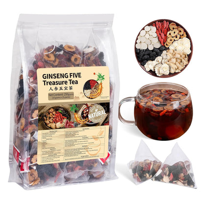 Ginseng_Five_Treasures_Kidney_Tea,_Traditional_Chinese_Herbal_TeaBags,_Natural_Organic_Kidney_Cleanse_Detox_Tea_for_Women_&_Men,_7_Precious_Ingredients_Formula(1_Pack/25_Bags)