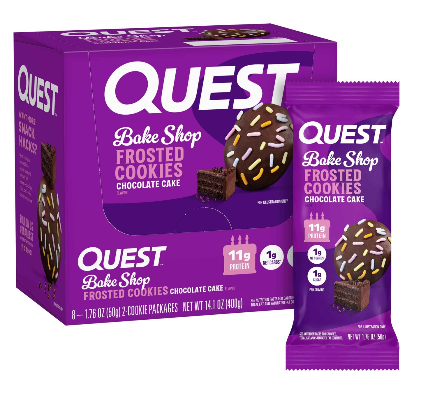 Quest Nutrition Frosted Protein Cookies, <1g Sugar, 5g Protein, 1g Net Carbs, Gluten Free