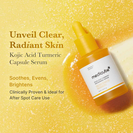 medicube Kojic Acid Turmeric Clarifying & Balancing Capsule Serum for Troubled Skin | Soothing & Brightening Facial Serum | Niacinamide & Glow Capsules for Hydration and Barrier Support | 1.01 fl.oz