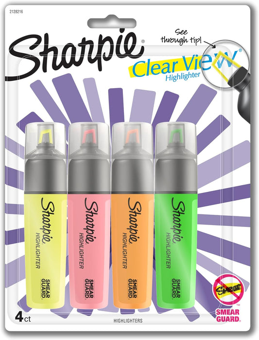 Sharpie_Clear_View_Highlighters,_Chisel_Tip,_Assorted_Colors,_4_Count
