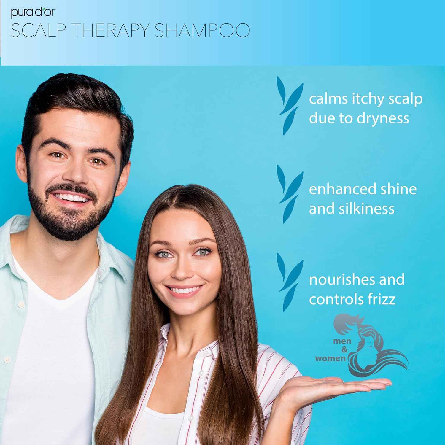 PURA D'OR Scalp Therapy Shampoo Hydrates & Nourishes Scalp - Scalp Shampoo For Itchy Flaky Scalp w/Tea Tree, Peppermint, Patchouli, Cedarwood, Clary Sage, Argan Oil, Tea Tree Peppermint Scent 16 Oz