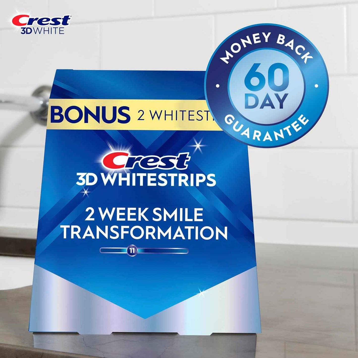 Crest 3D Whitestrips Glamorous White, 3D White, Teeth Whitening Strip Kit, 32 Strips (16 Count Pack) - Crest Teeth Whitening Strips, Teeth Whitening Kit - Packaging May Vary