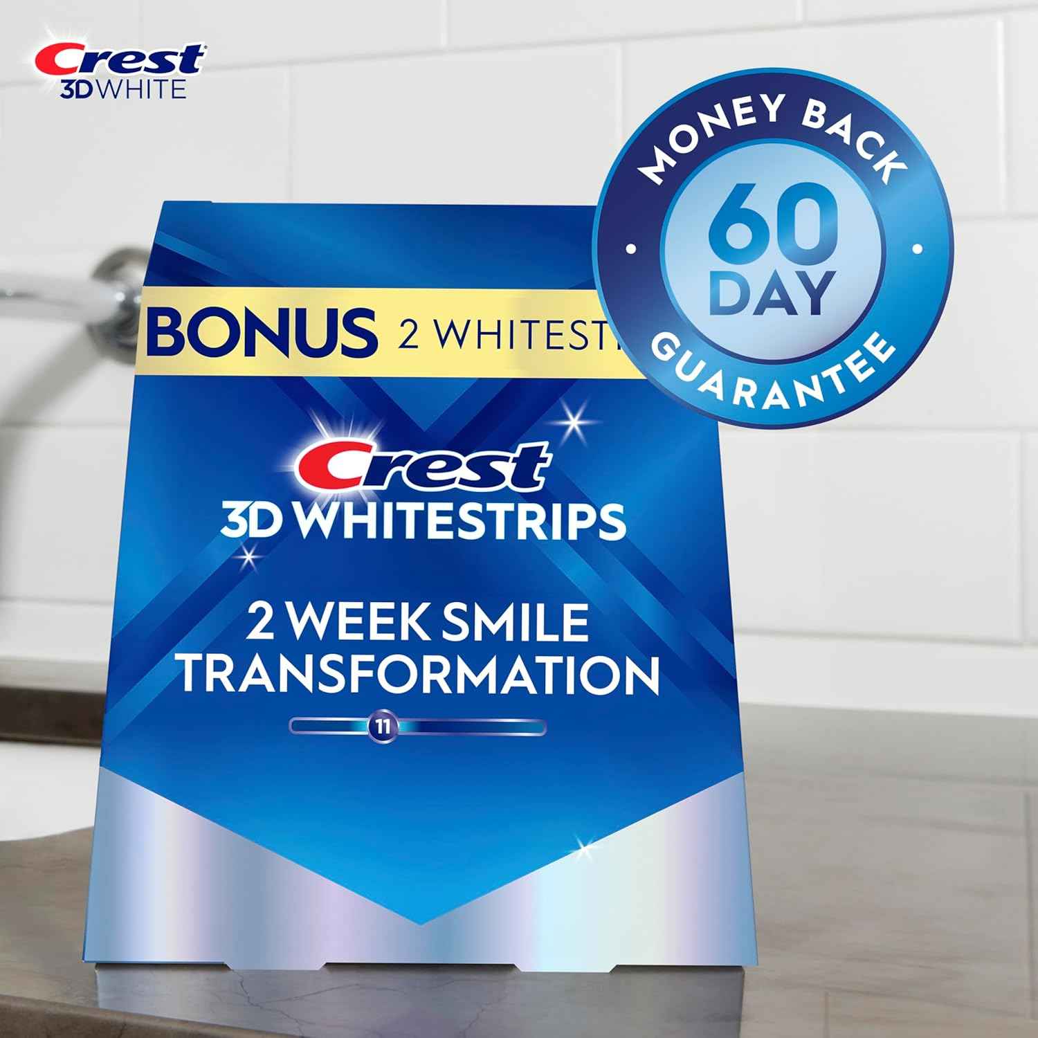 Crest 3D Whitestrips Glamorous White, 3D White, Teeth Whitening Strip Kit, 32 Strips (16 Count Pack) - Crest Teeth Whitening Strips, Teeth Whitening Kit - Packaging May Vary