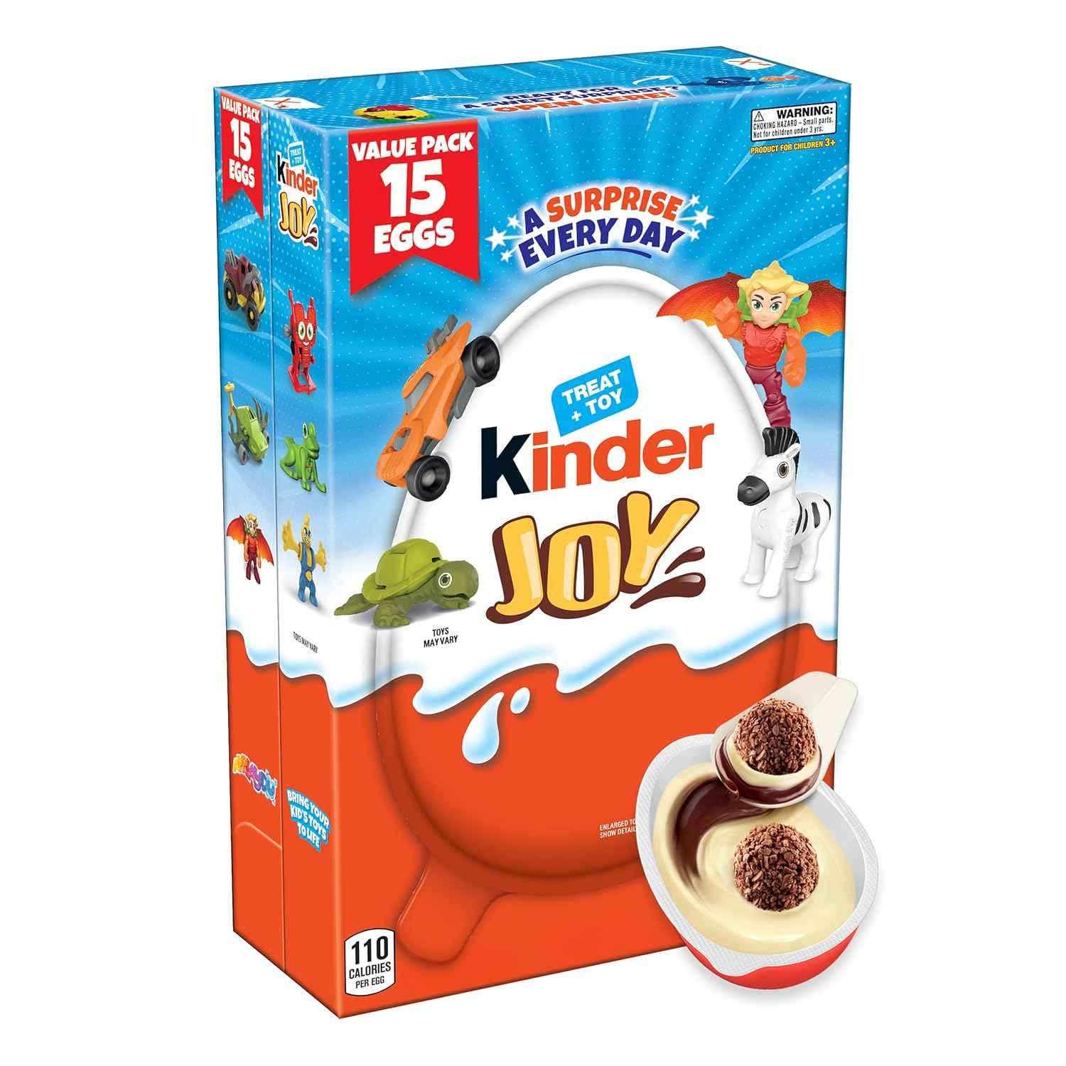Kinder Joy Eggs, Treat Plus Toy, Chocolatey Wafer Bites, Individually Wrapped, 15 Count, 10.5 oz, Easter Basket Stuffers