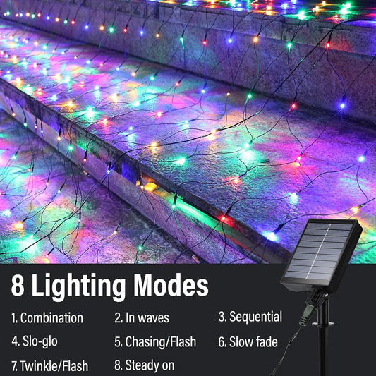 iBaycon_4ft_×_6ft_Solar_Net_Mesh_Lights,_Solar_Powered_Christmas_Net_Light_Outdoor_Waterproof,_8_Modes_Bush_Netting_Lights_for_Xmas_Trees,_Party,_Garden,_Outdoor_Decorations_(Multicolor,_1PACK)