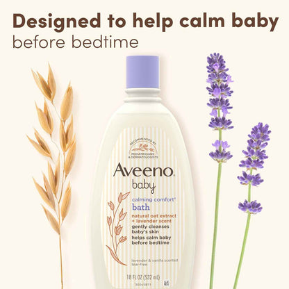 Aveeno Baby Nighttime Calming Comfort Bath, Body & Hair Wash with Relaxing Lavender & Vanilla Scents & Natural Oat Extract, Tear-Free Formula, Paraben-, Phthalate- & Soap-Free