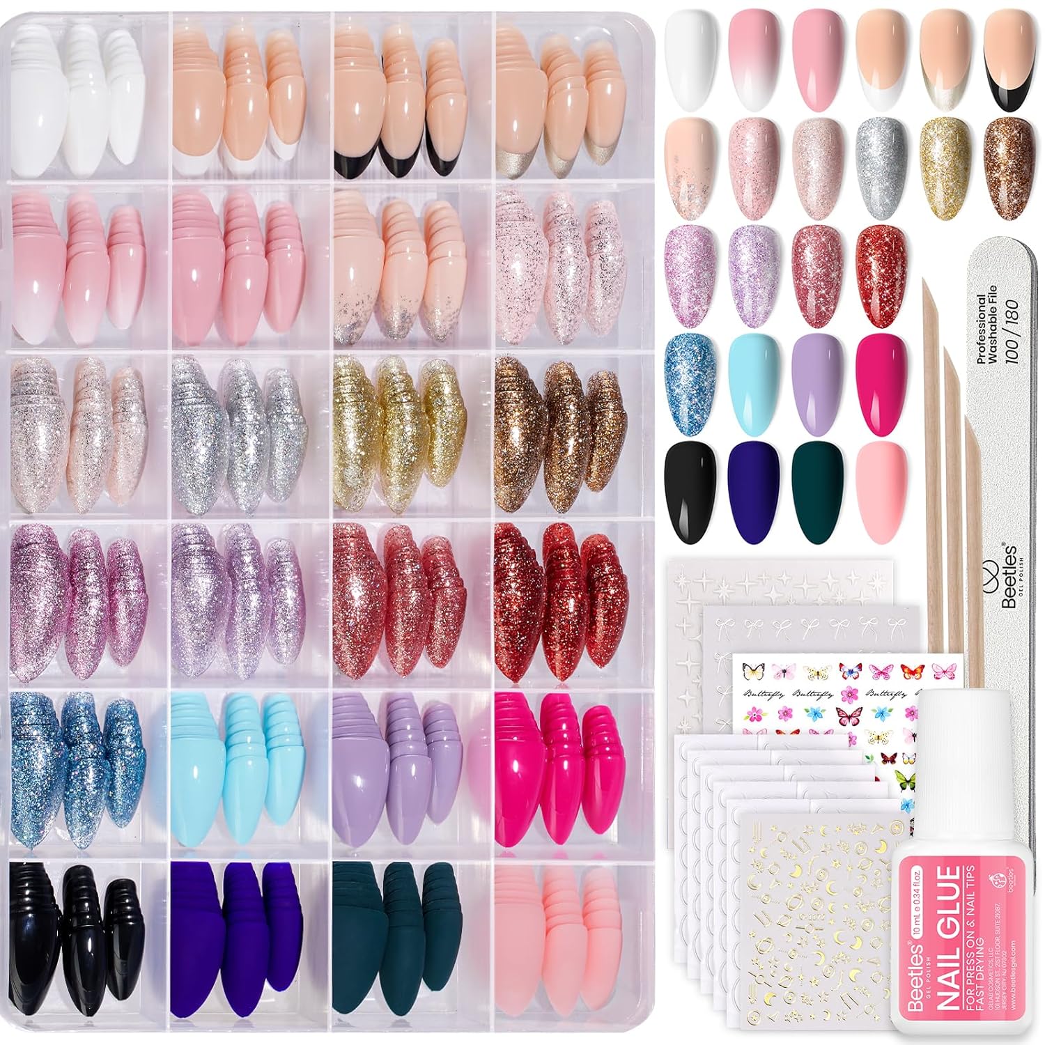 Beetles_Press_on_Nails_Kit_720Pcs_24_Colors,_Short_Almond_Press_on_Nails_Glossy_Matte_Glitter_With_Nail_Glue_&_Nail_Tabs_Stickers,_Natural_Fit_Lightweight_Fake_Nails_Kit_Art_For_Women_Girls
