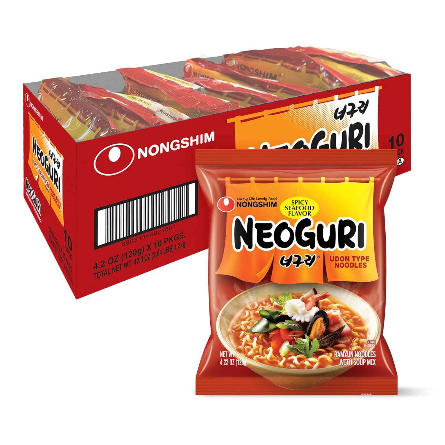 Nongshim Neoguri Spicy Seafood with Udon-Style Noodle, 4.2 Ounce