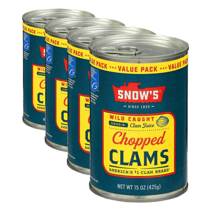 Snow's Ocean Chopped Clams Canned, Can - 7g Protein per Serving - Gluten Free, No MSG, 99% Fat Free - Great for Pasta & Seafood Recipes