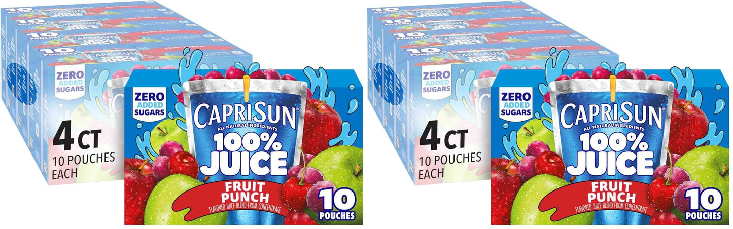 Capri Sun 100% Juice Fruit Punch Naturally Flavored Juice Blend