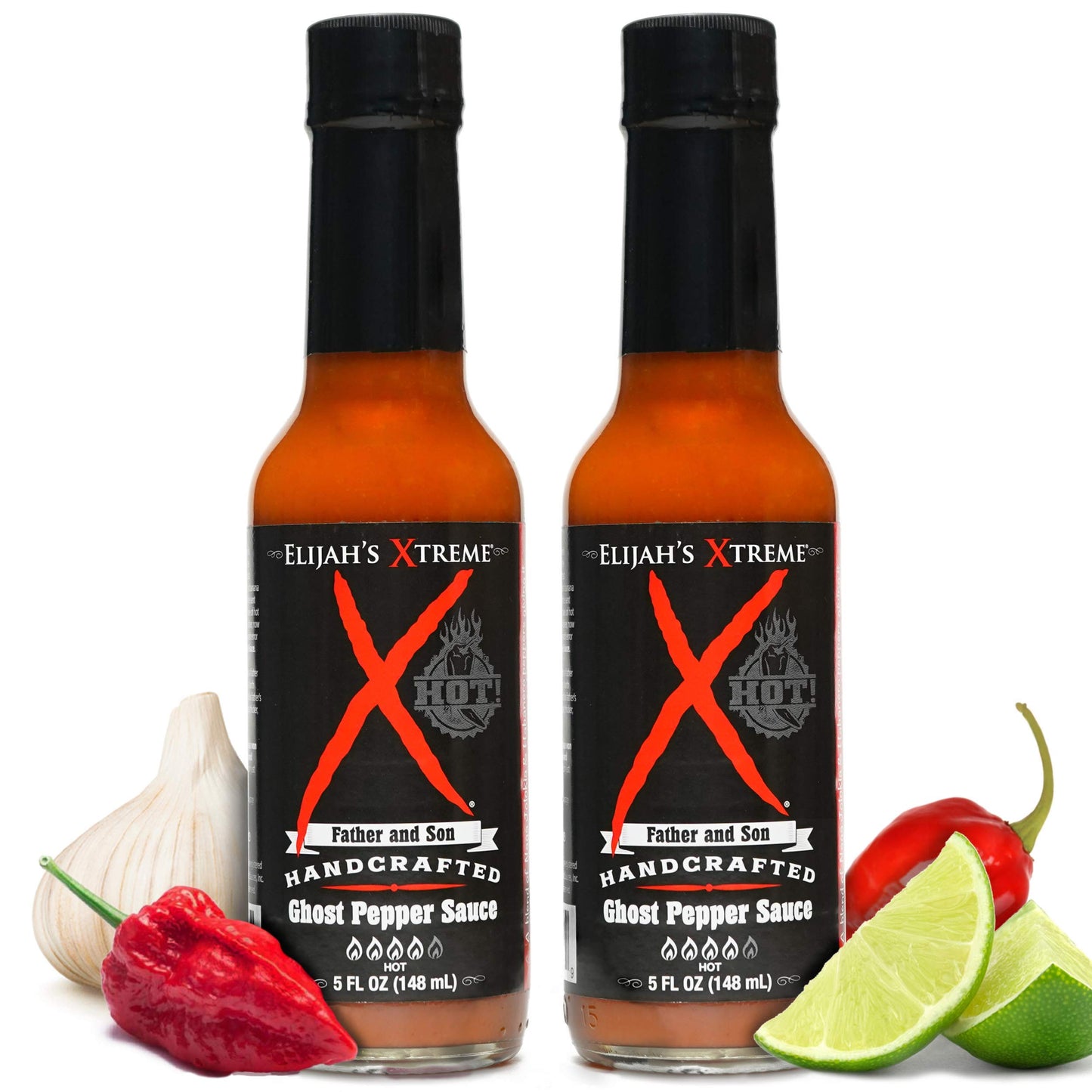 Elijah&amp;#39;s Xtreme Ghost Pepper Hot Sauce, Handcrafted Award Winning Blend of Ghost Peppers, Habanero Garlic &amp;amp; Lime, Extreme Heat &amp;amp; Flavor (5 oz) (2-Pack) (Xtreme Ghost Pepper &amp;amp; Habanero)