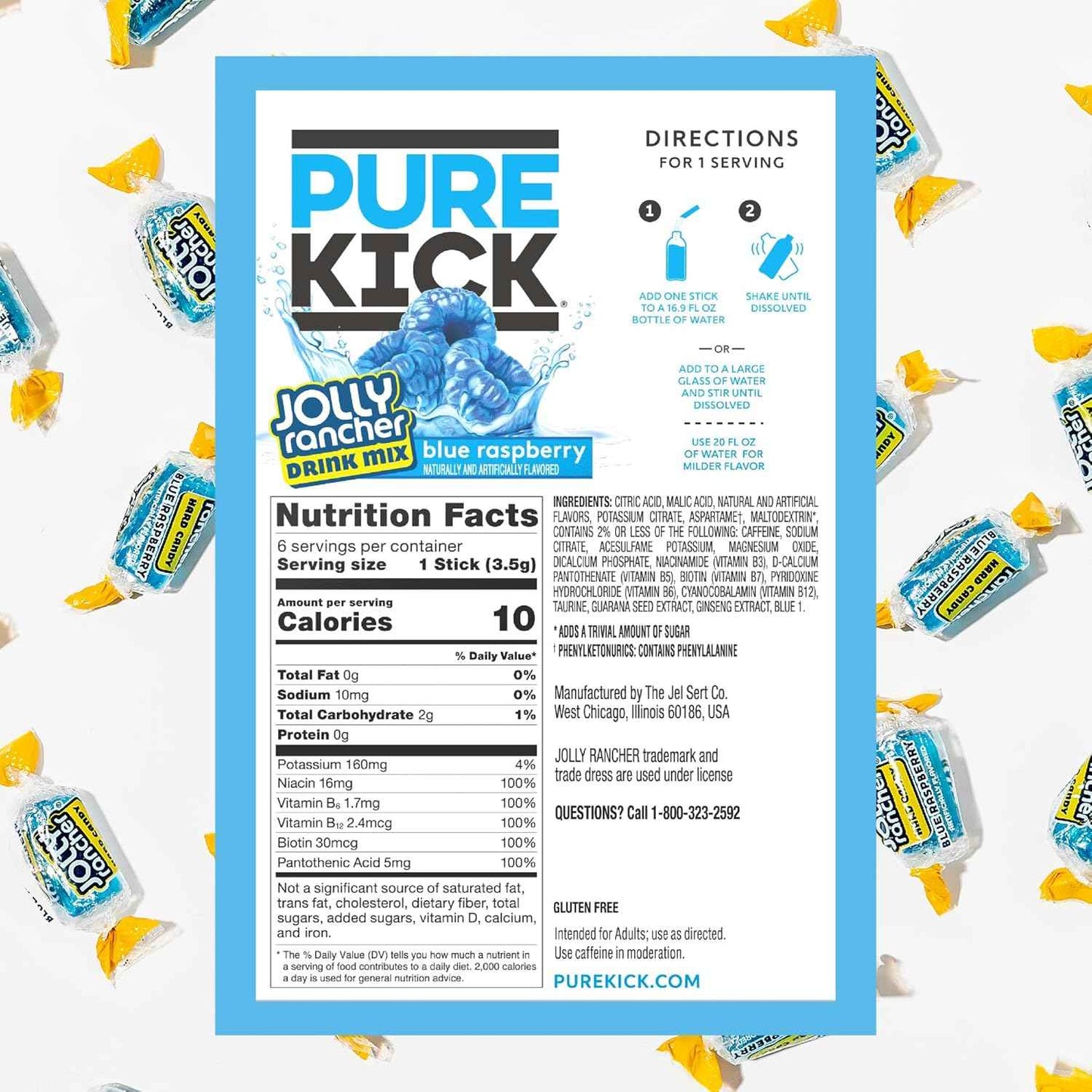 PURE KICK Energy Singles To Go Drink Mix, Includes 12 Boxes with 6 Packets in each Box, 72 Total Packets