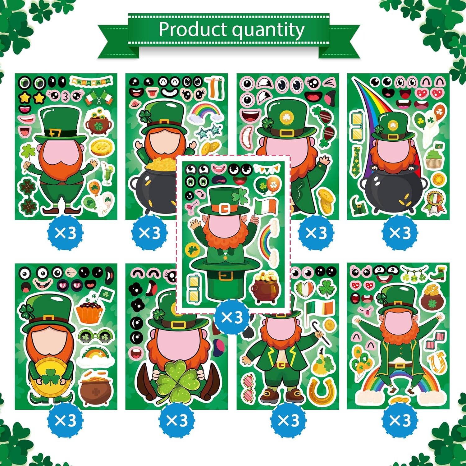 27_Sheets_St._Patrick's_Day_Stickers_for_Kids_Toddlers_Make_a_Face_Stickers_Saint_Patrick_Irish_Stickers_Make_Your_Own_Stickers_St_Patricks_Day_Craft_Party_Favor_Decorations